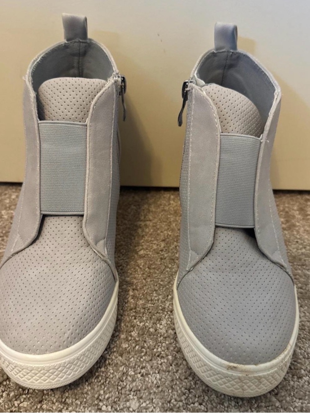 gray wedge sneakers